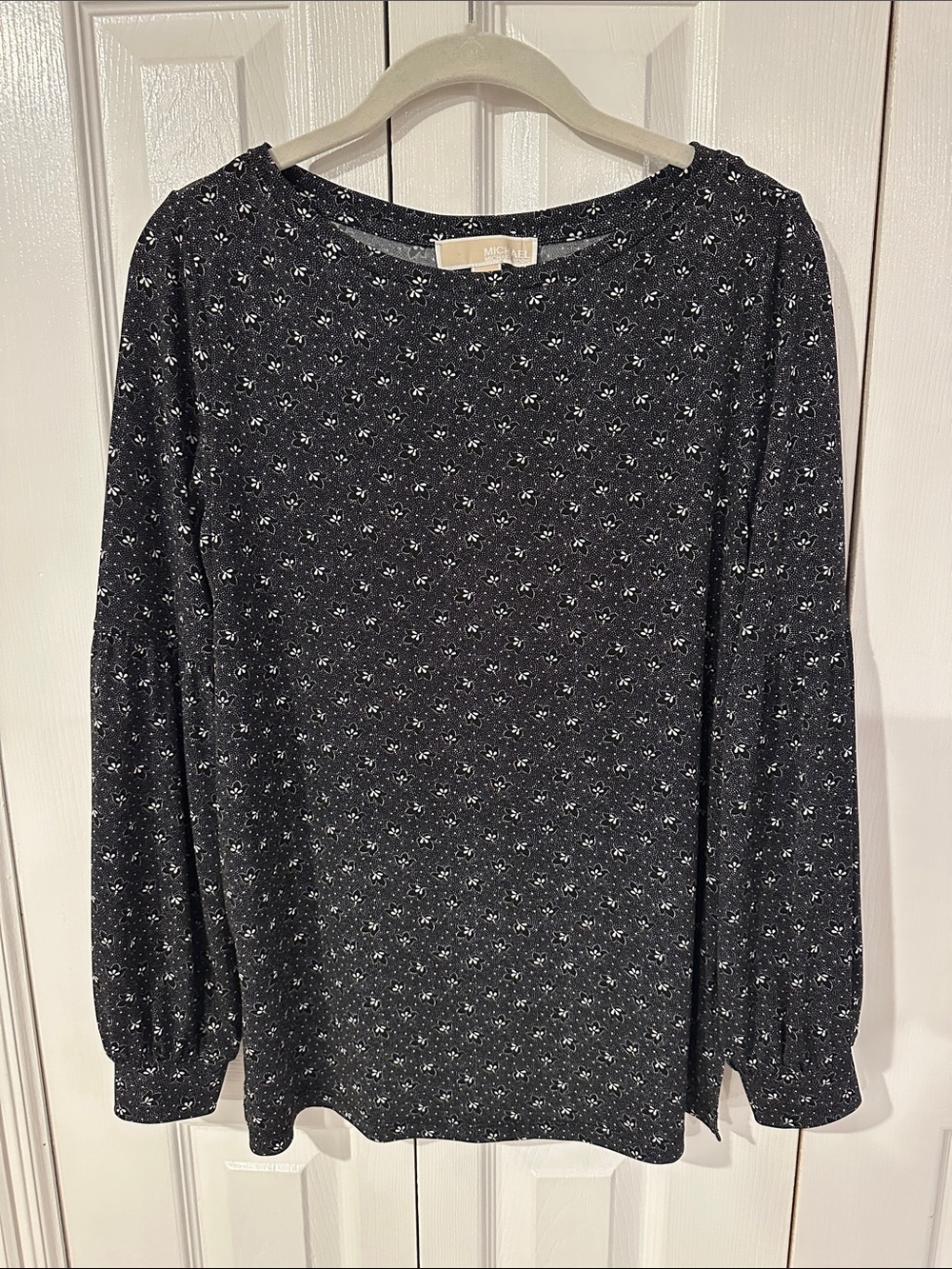 MICHAEL Michael Kors Black Floral Long Sleeve Blouse | S
